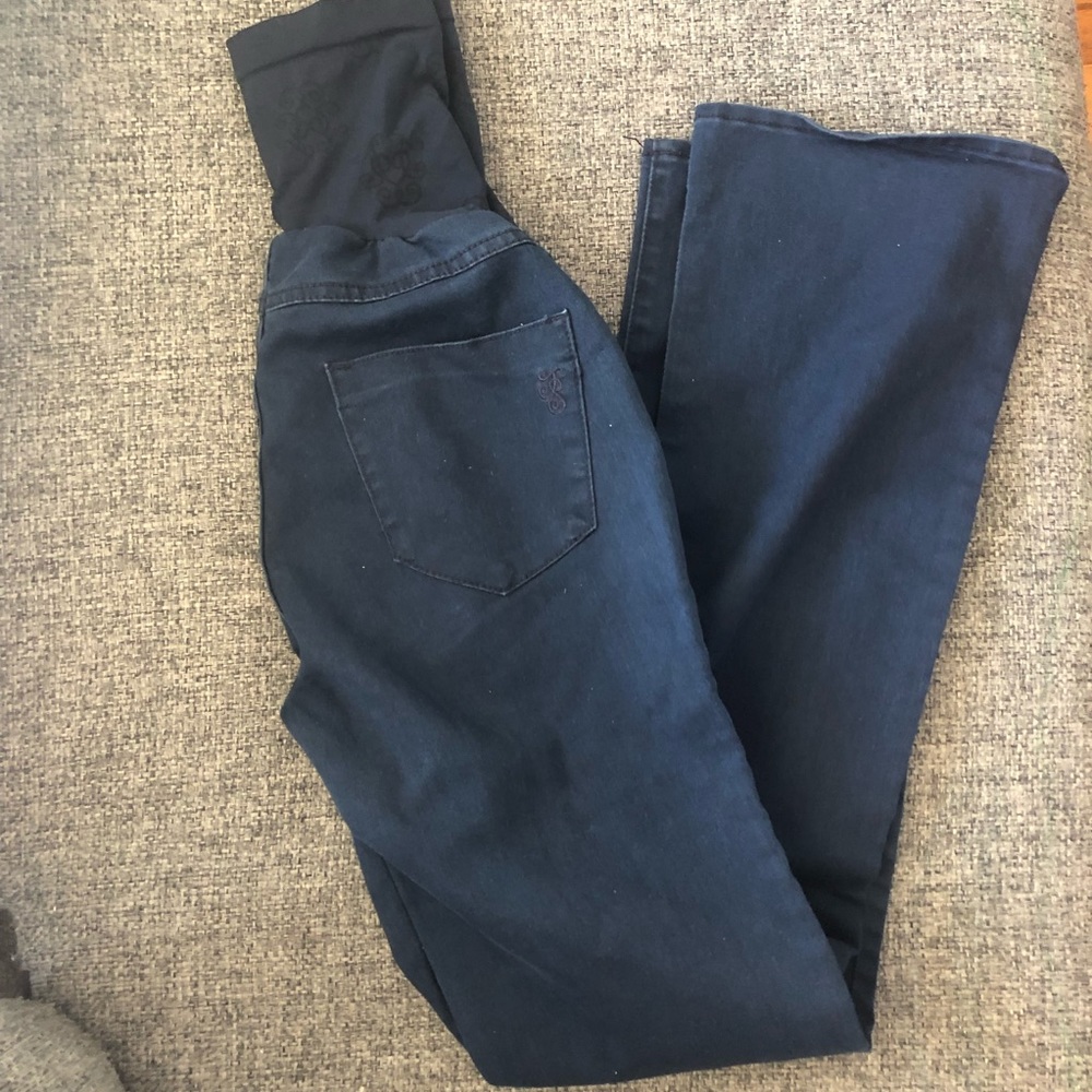 Jessica Simpson Maternity dark wash flare jeans, size M